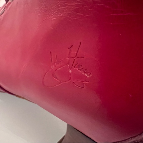 JOHN FLUEVOG Leather Lace-Up Ankle Boots Rounded Toe Red - Picture 9 of 15